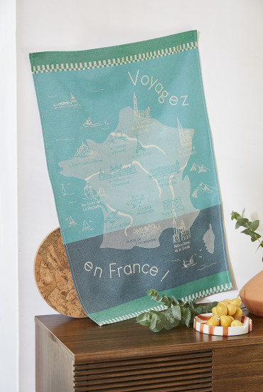 Torchon jacquard Voyagez en France