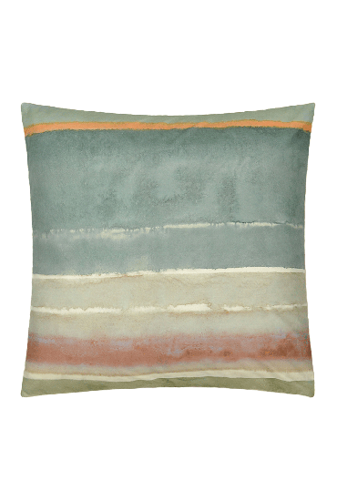 Printed pillowcase in cotton percale VALLAURIS STONE 65x65 cm - Designers Guild